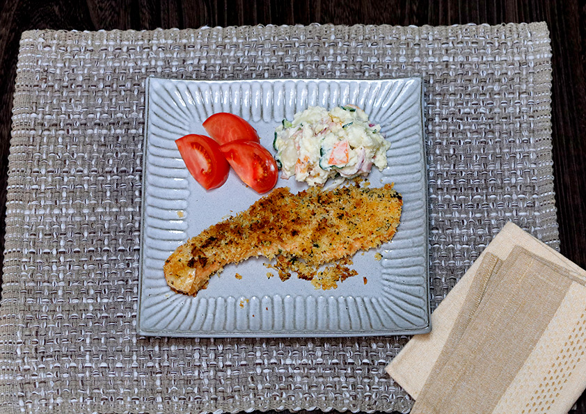 鮭の香草パン粉焼きレシピ｜耐熱ガラス容器で作るオーブン料理